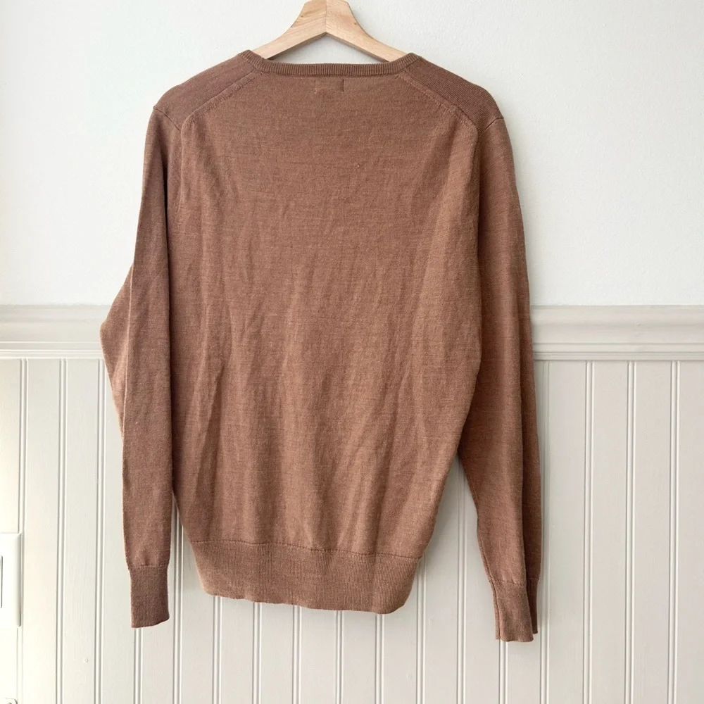 J. Crew Men’s Medium Tan Merino Wool Blend Crewneck Sweater Classic Pullover